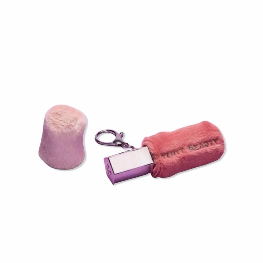 Fenty Beauty Pink Plus Lipstick fuzzy Keychain Charm LIMITED EDITION